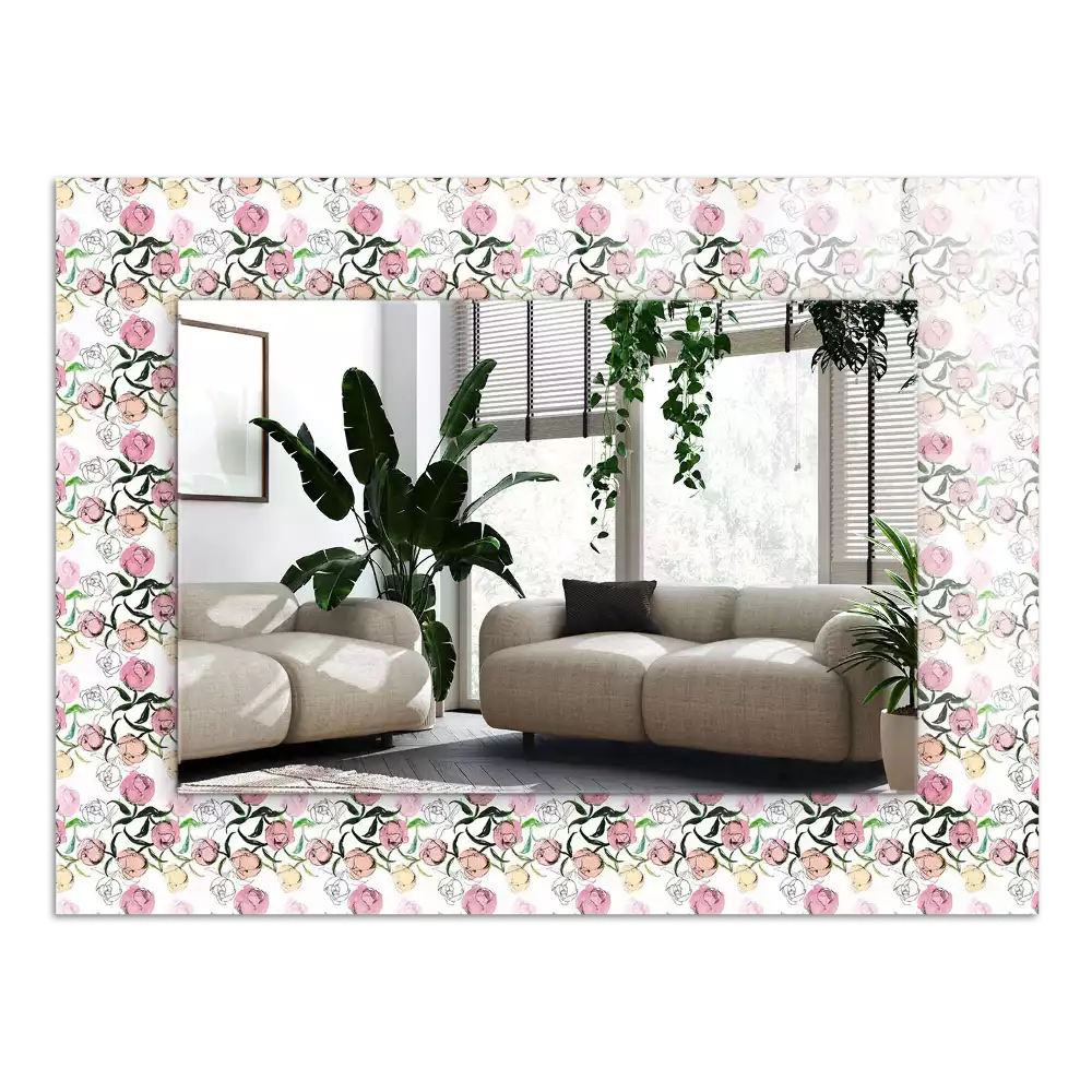 Miroir avec imprimé décoratif rectangulaire Motif floral