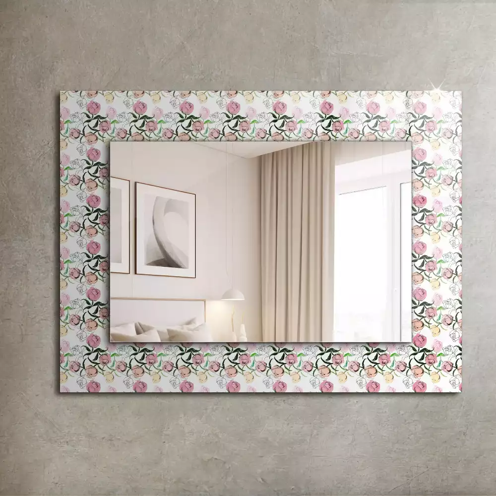 Miroir avec imprimé décoratif rectangulaire Motif floral