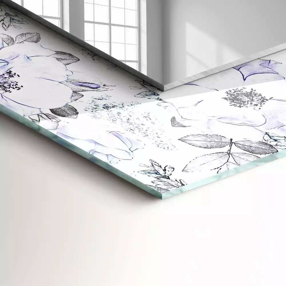 Miroir décoratif rectangulaire Fleurs et feuilles