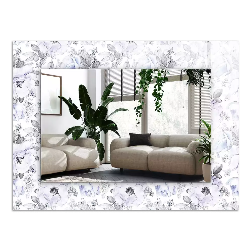 Miroir décoratif rectangulaire Fleurs et feuilles
