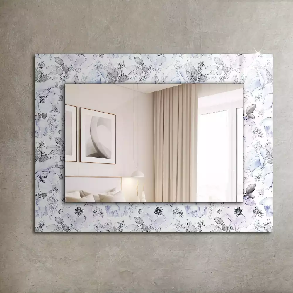 Miroir décoratif rectangulaire Fleurs et feuilles