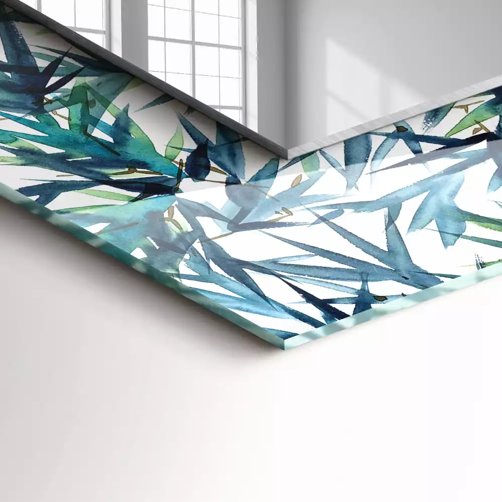 Miroir décoratif rectangulaire Feuilles de bambou aquarelle
