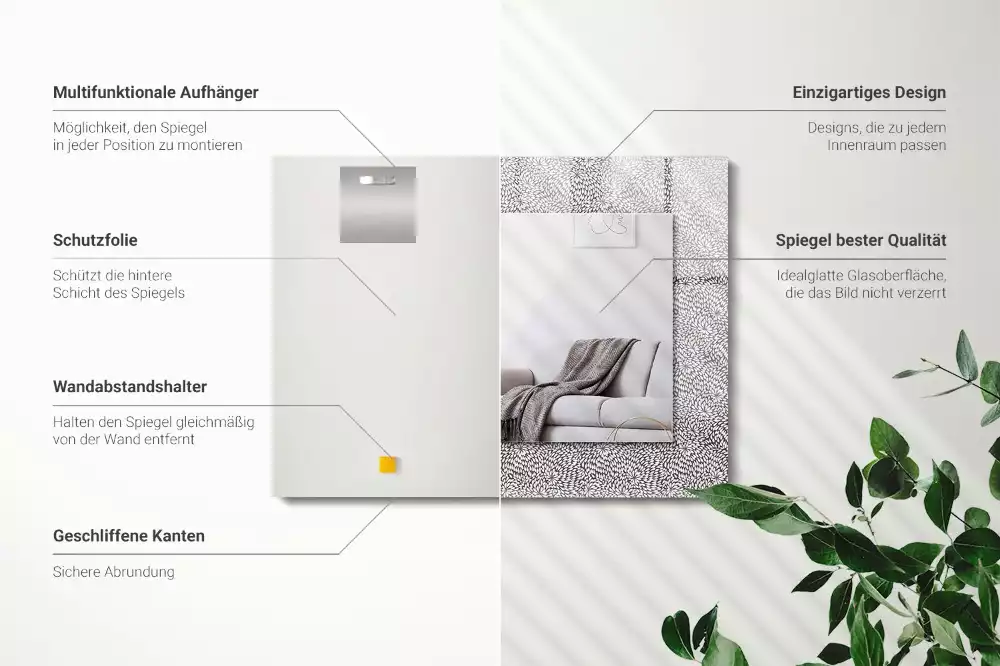 Miroir avec imprimé rectangulaire Motif 3D