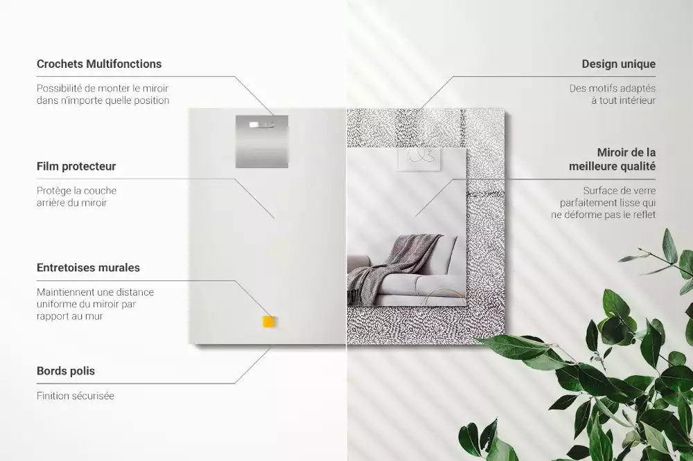 Miroir avec imprimé rectangulaire Motif 3D