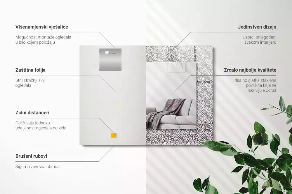 Miroir avec imprimé rectangulaire Motif 3D