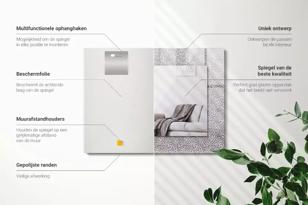 Miroir avec imprimé rectangulaire Motif 3D