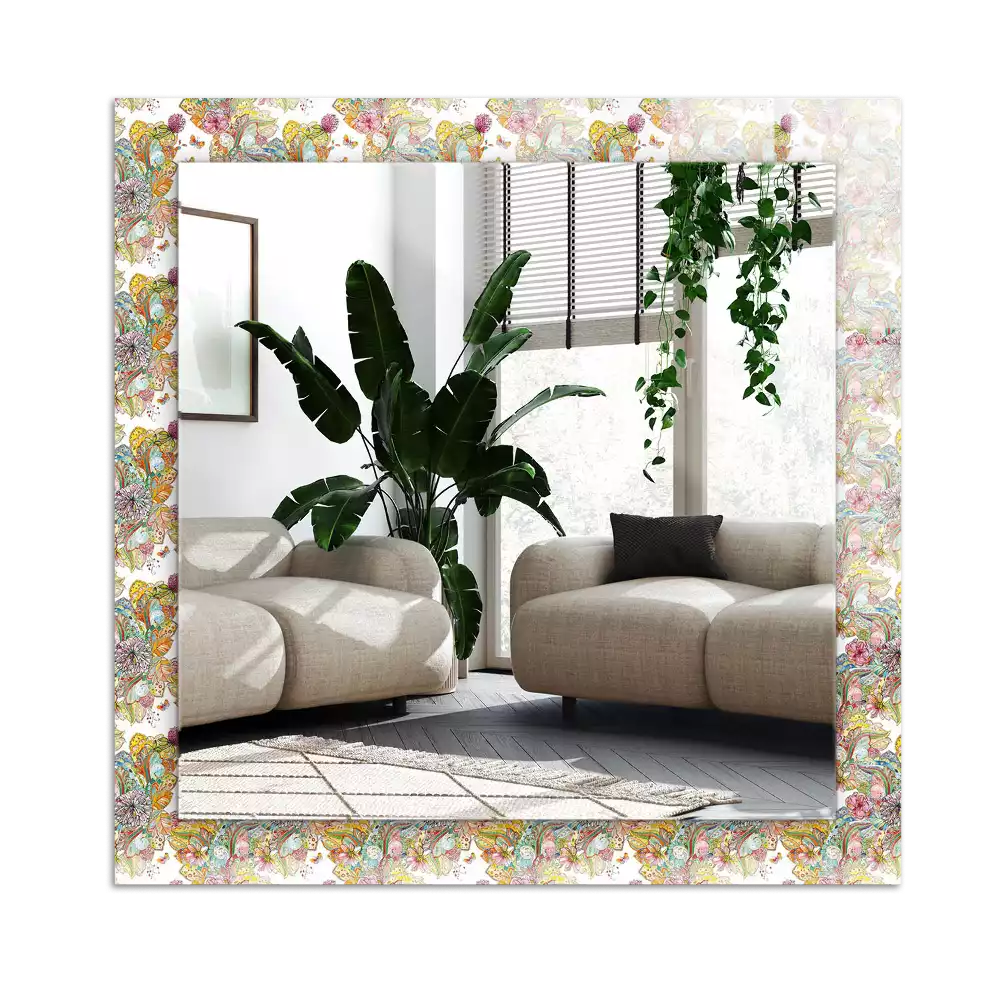 Miroir avec imprimé décoratif rectangulaire Papillons colorés fleurs