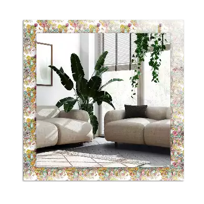 Miroir avec imprimé décoratif rectangulaire Papillons colorés fleurs