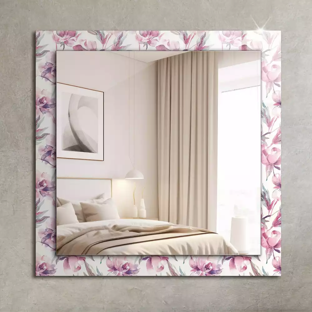 Miroir décoratif rectangulaire Motifs floraux violets