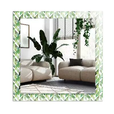 Miroir avec imprimé décoratif rectangulaire Motif géométrique vert