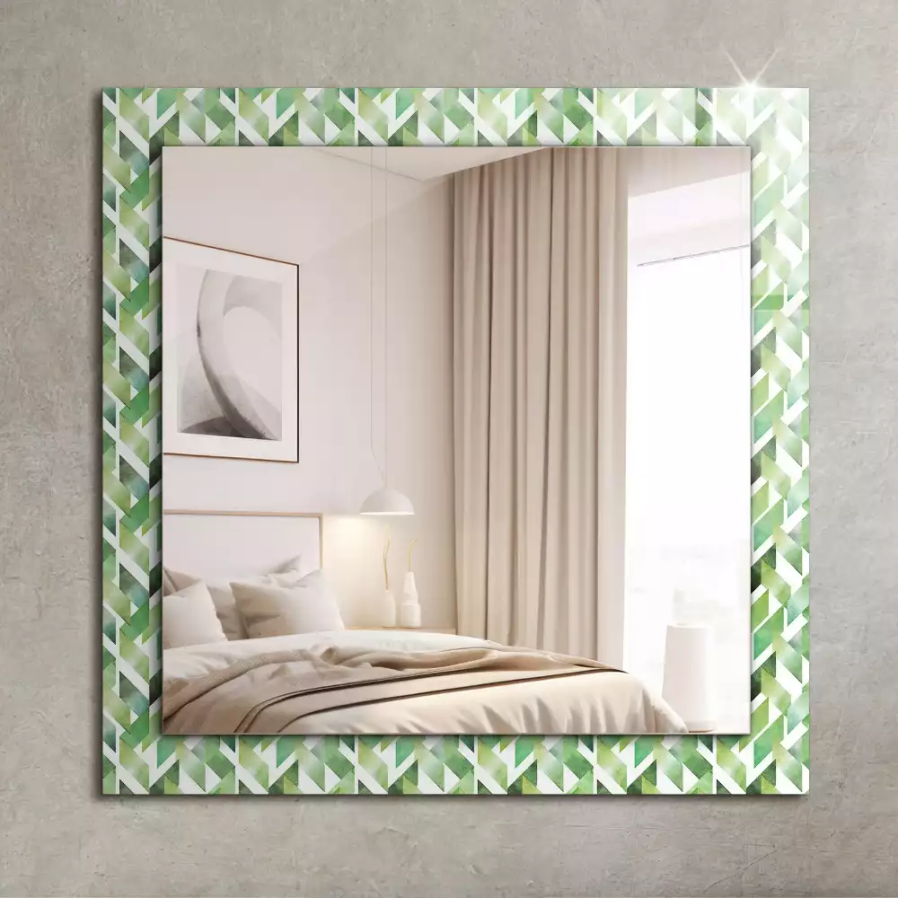 Miroir avec imprimé décoratif rectangulaire Motif géométrique vert