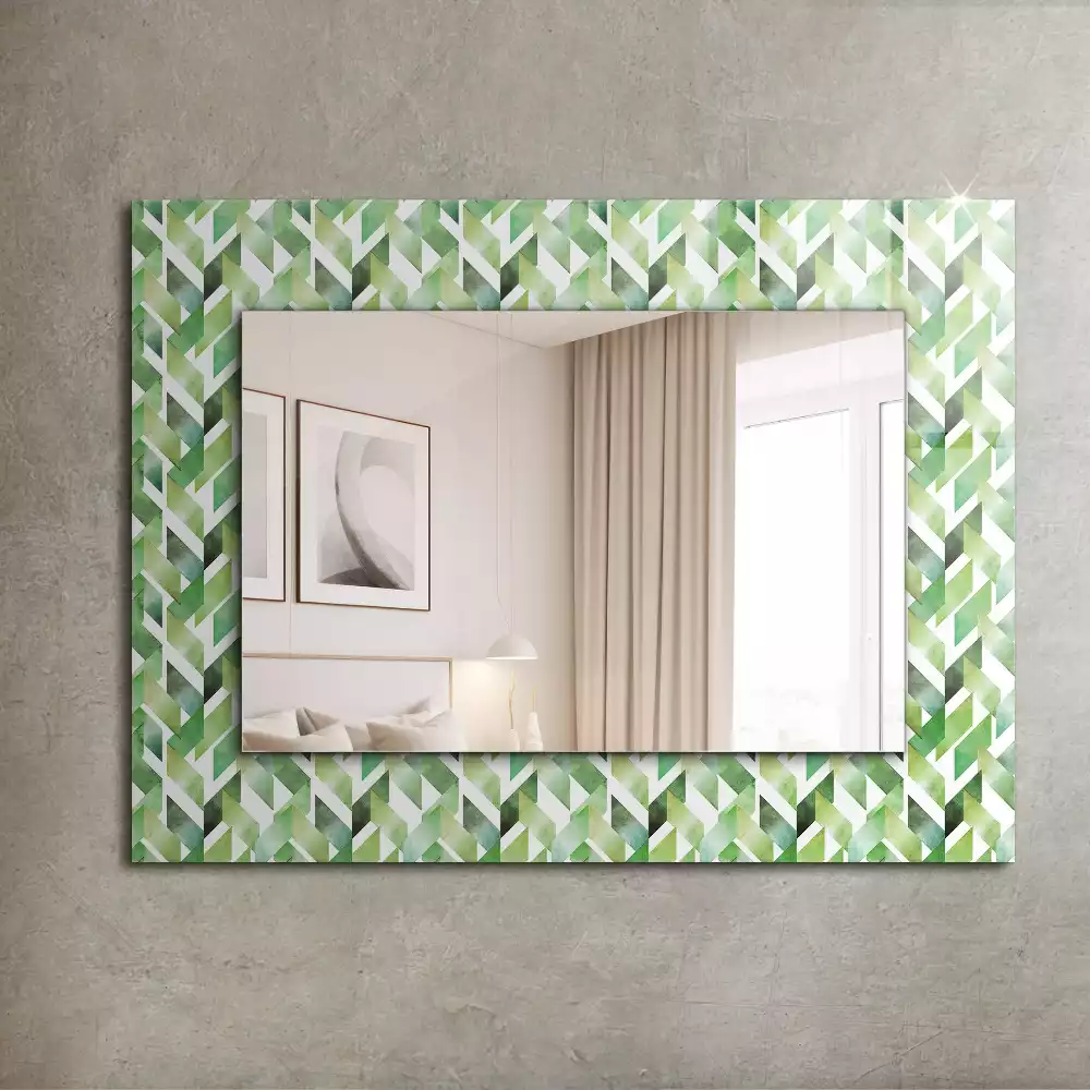 Miroir avec imprimé décoratif rectangulaire Motif géométrique vert