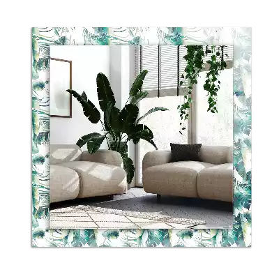 Miroir décoratif rectangulaire Feuilles tropicales vertes