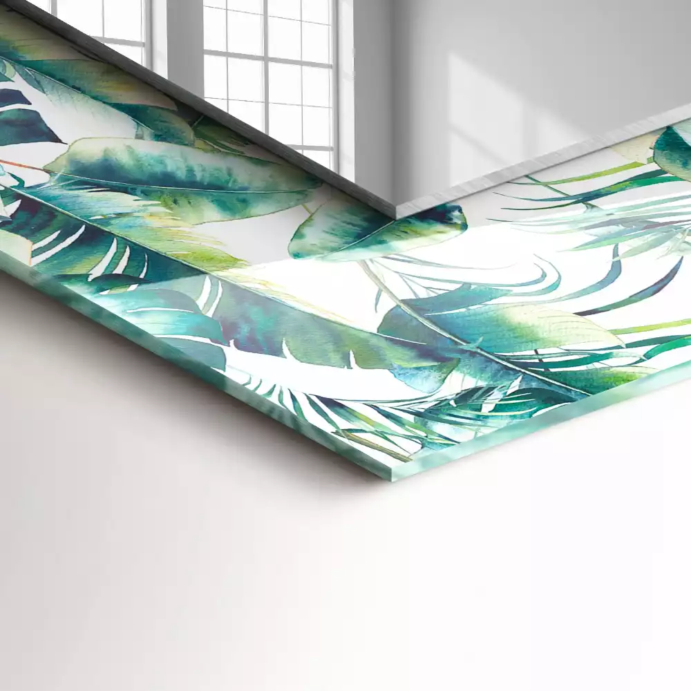 Miroir décoratif rectangulaire Feuilles tropicales vertes