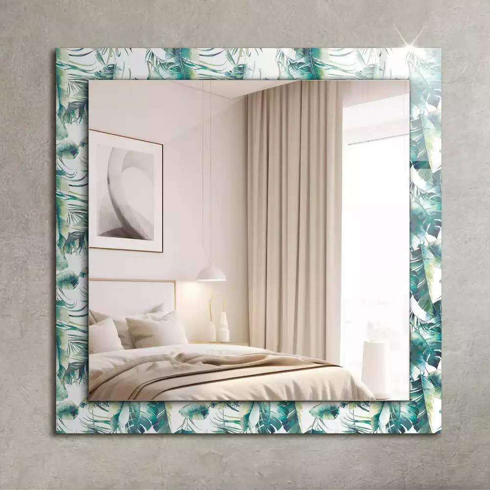 Miroir décoratif rectangulaire Feuilles tropicales vertes