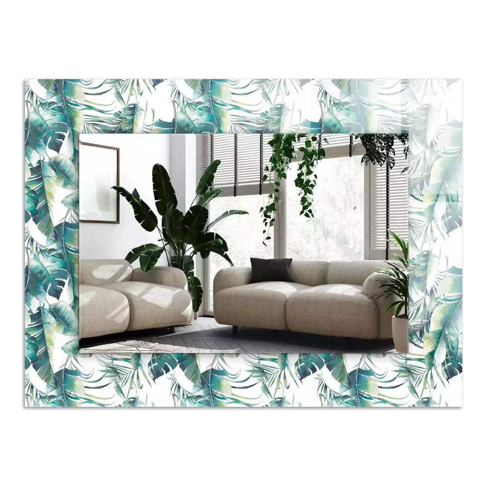 Miroir décoratif rectangulaire Feuilles tropicales vertes