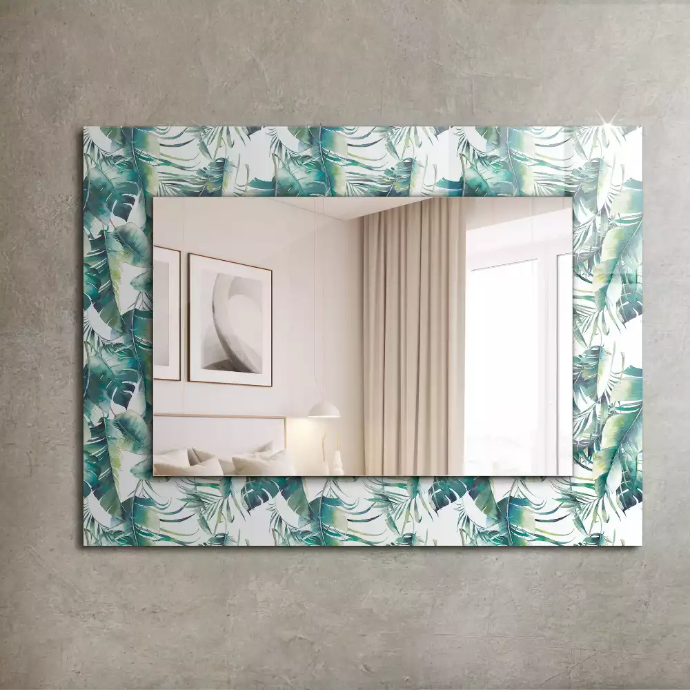Miroir décoratif rectangulaire Feuilles tropicales vertes