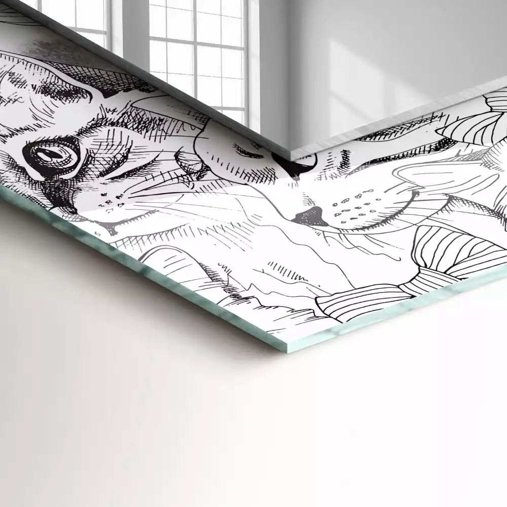 Miroir avec imprimé rectangulaire Chats avec nœuds papillon