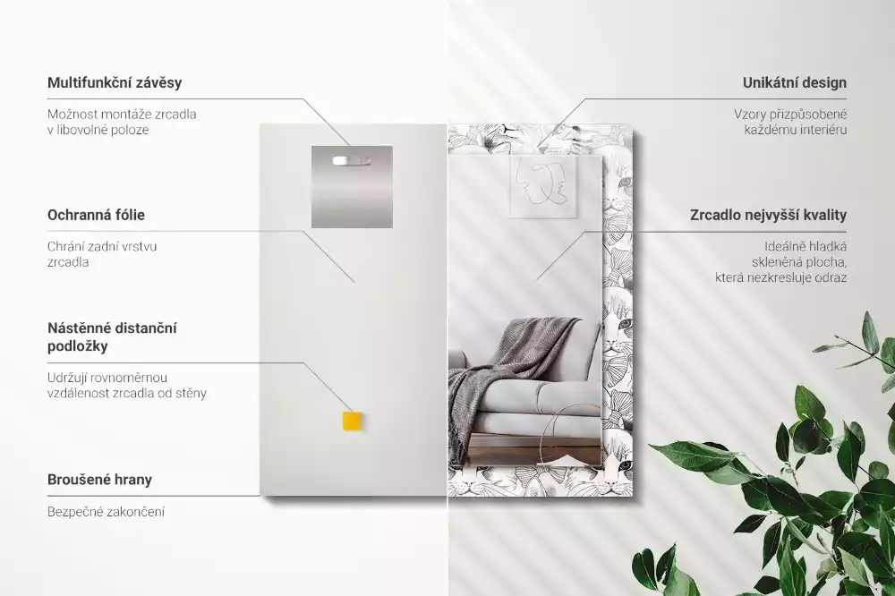 Miroir avec imprimé rectangulaire Chats avec nœuds papillon