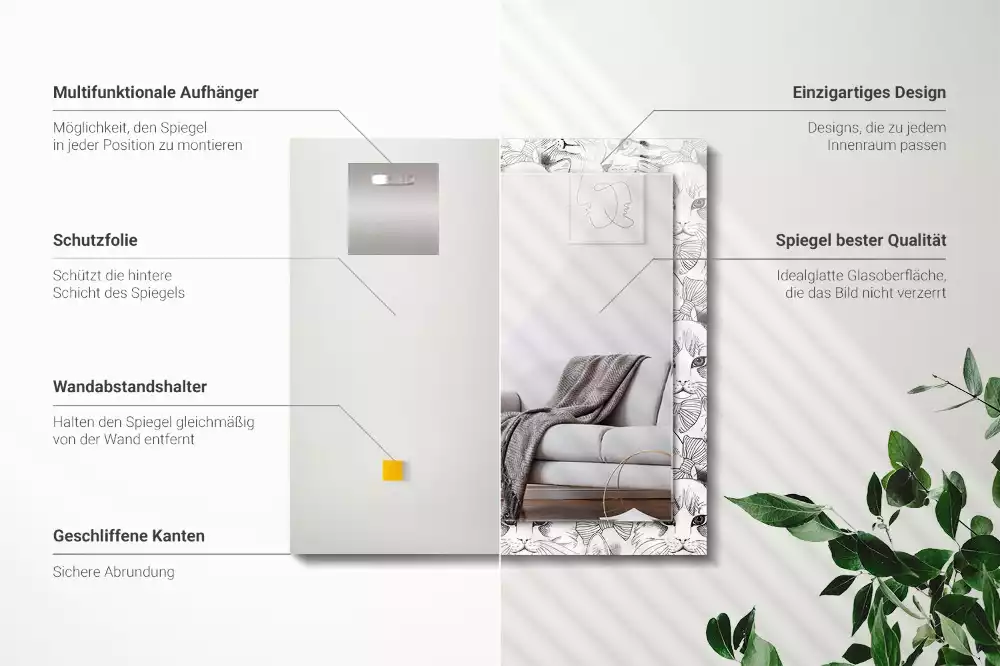 Miroir avec imprimé rectangulaire Chats avec nœuds papillon