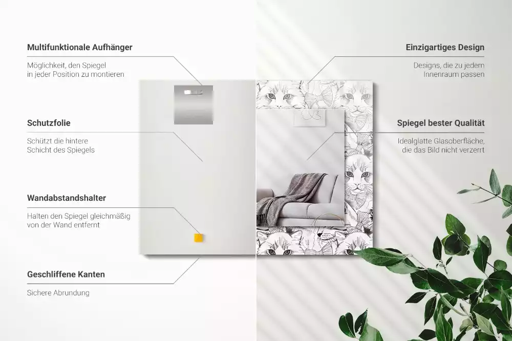 Miroir avec imprimé rectangulaire Chats avec nœuds papillon