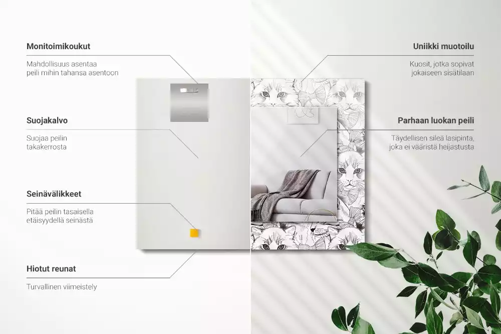 Miroir avec imprimé rectangulaire Chats avec nœuds papillon