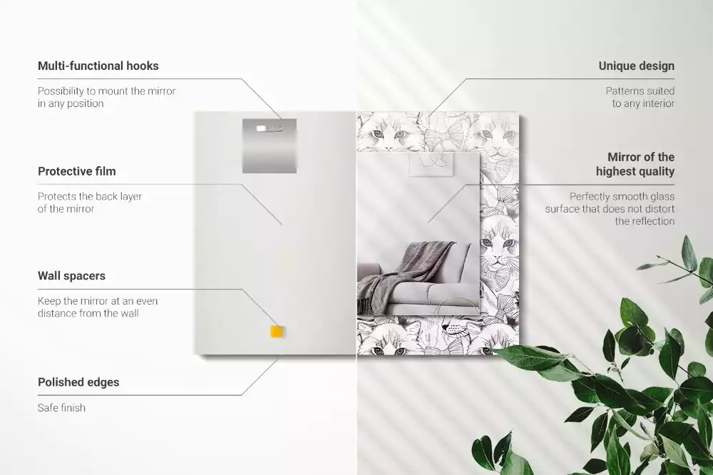 Miroir avec imprimé rectangulaire Chats avec nœuds papillon