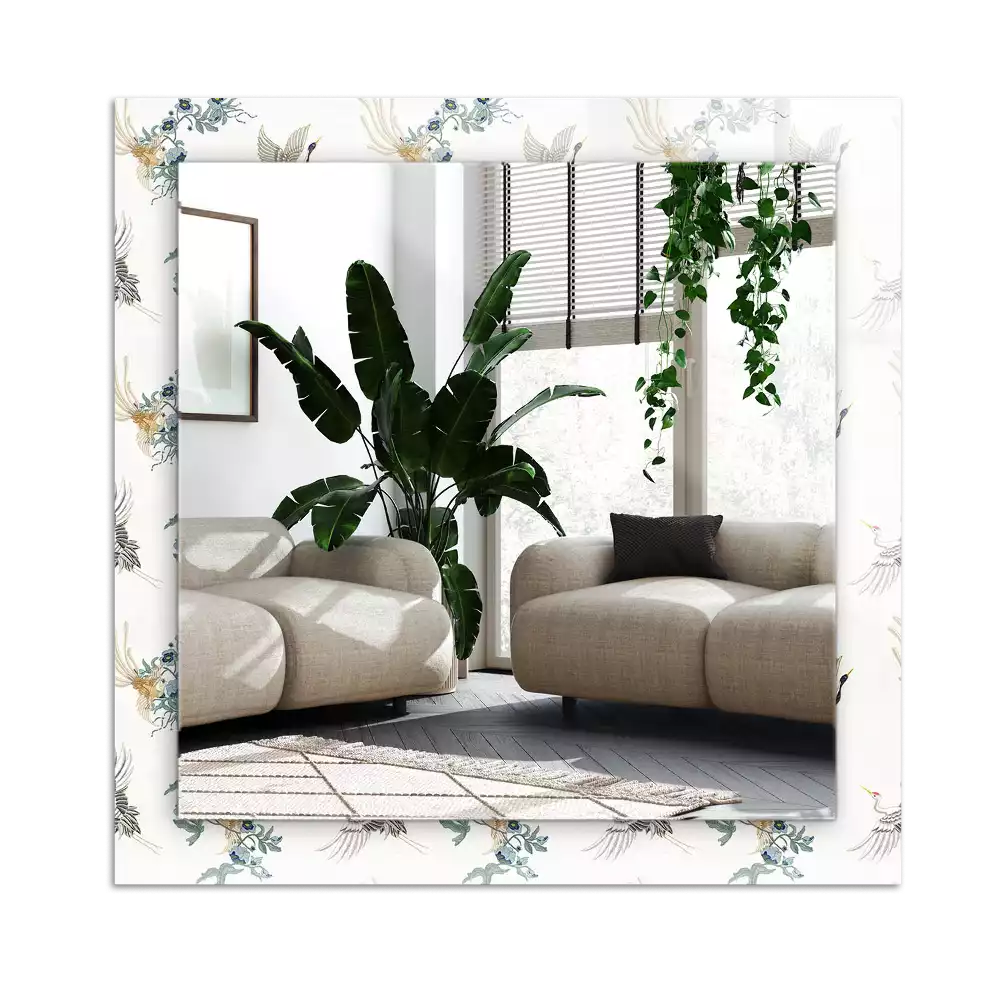 Miroir décoratif rectangulaire Oiseaux et fleurs