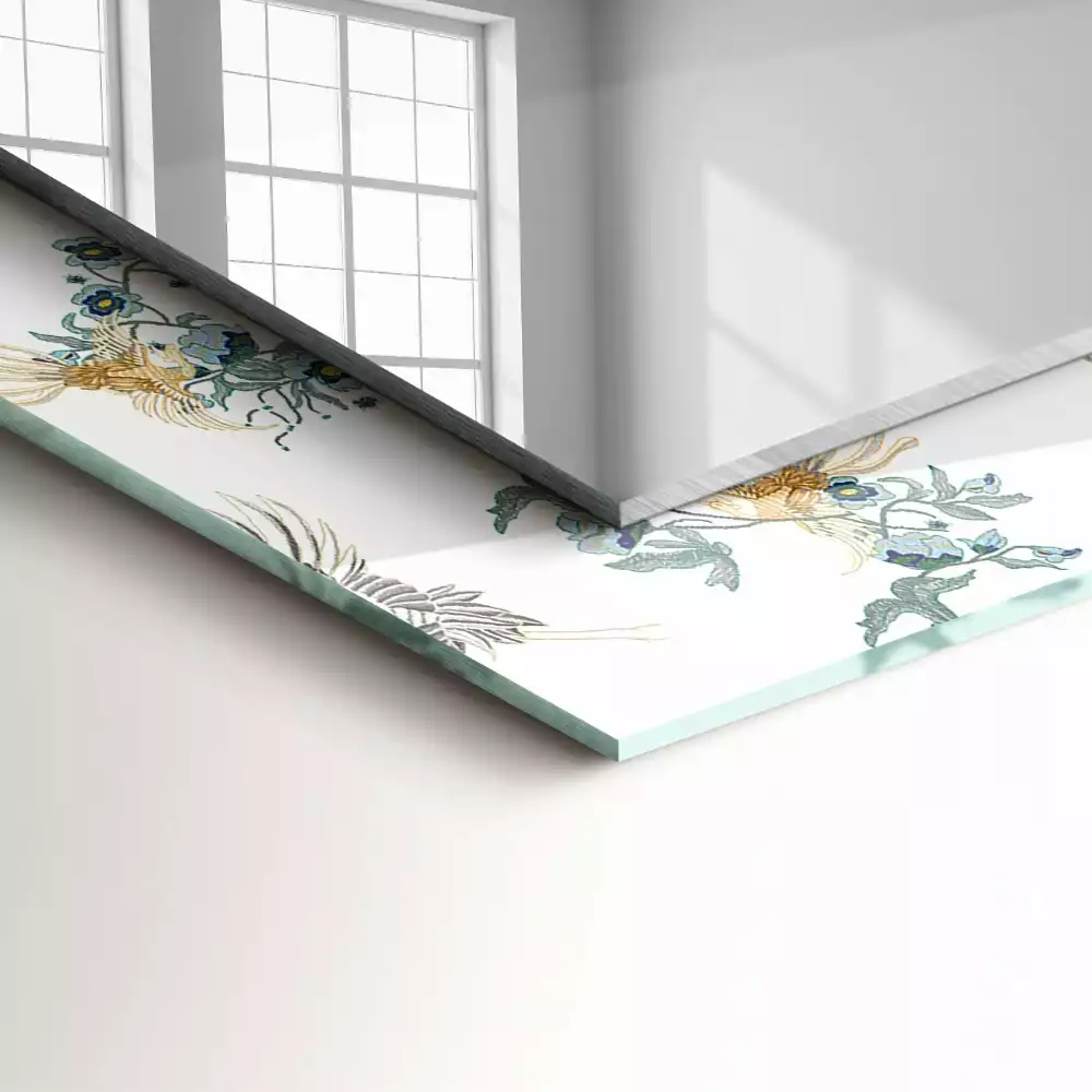 Miroir décoratif rectangulaire Oiseaux et fleurs