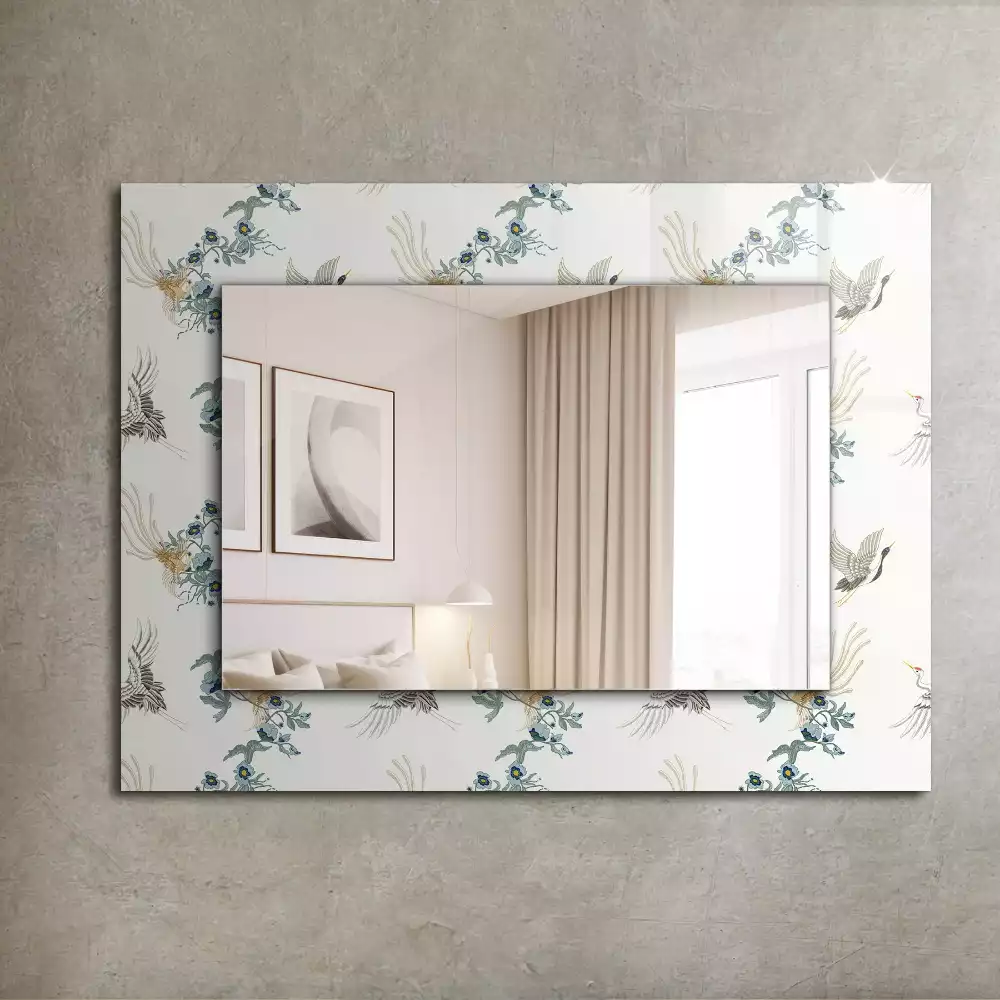 Miroir décoratif rectangulaire Oiseaux et fleurs