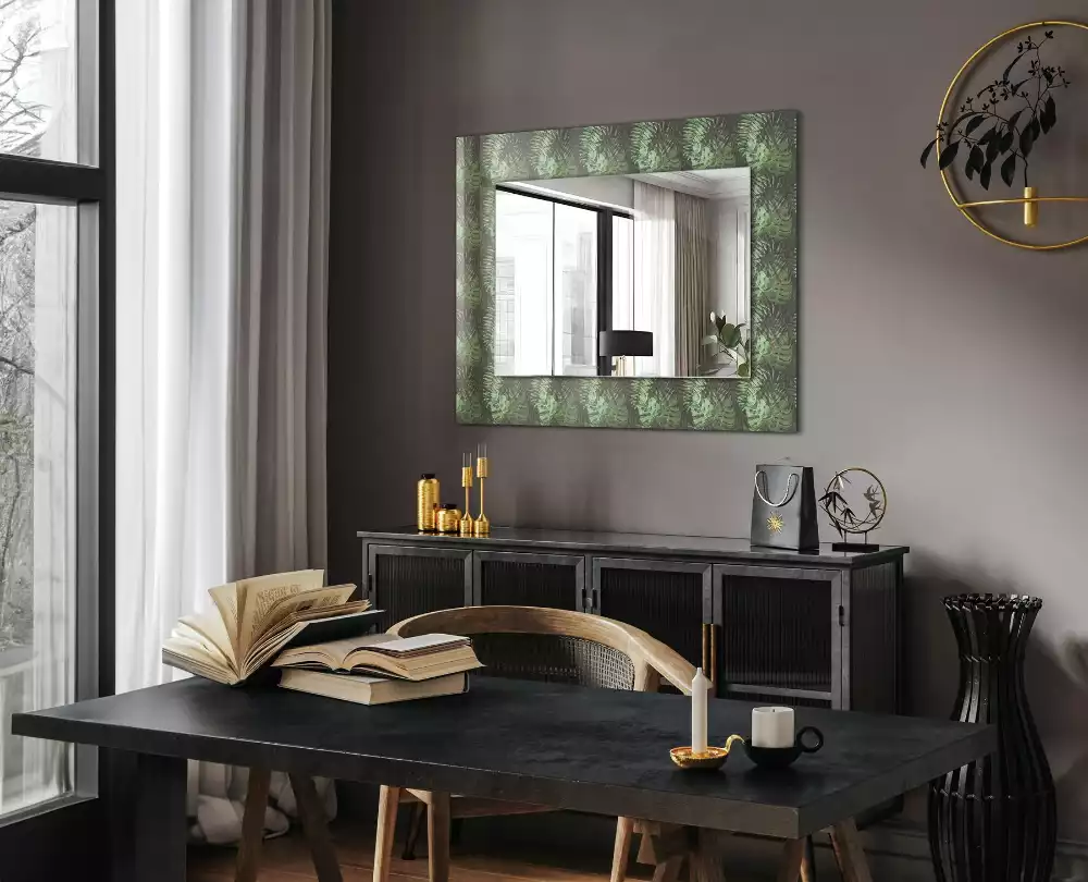 Miroir avec imprimé rectangulaire Feuilles de plantes tropicales