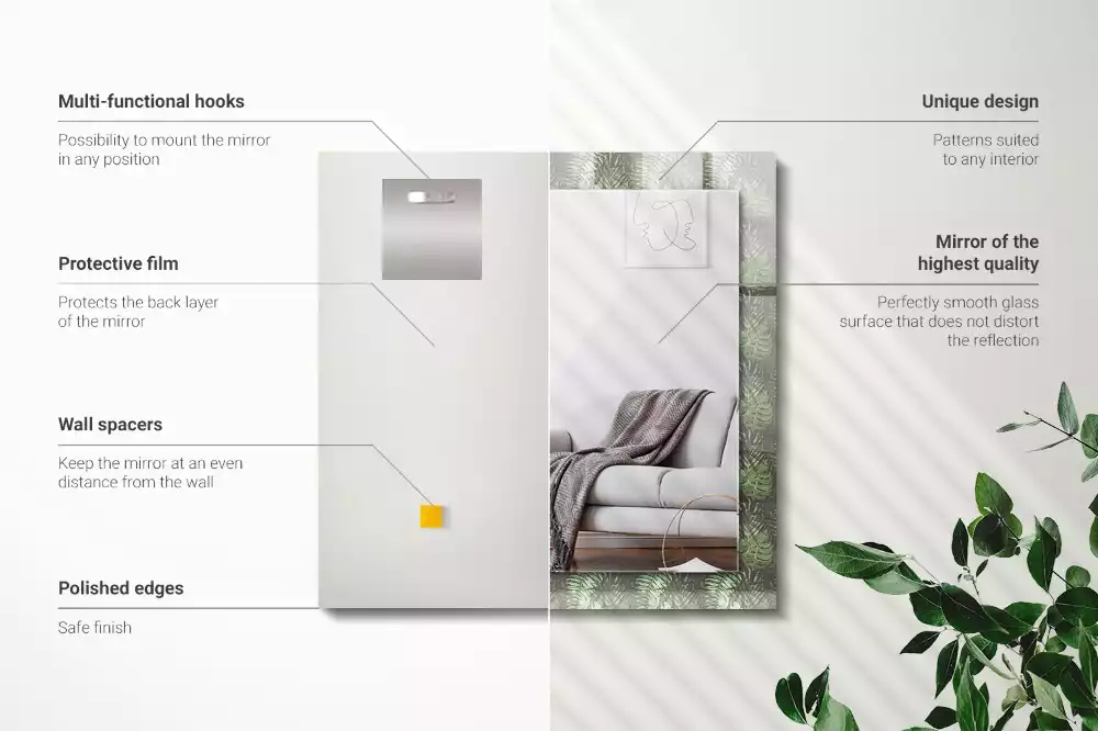 Miroir avec imprimé rectangulaire Feuilles de plantes tropicales