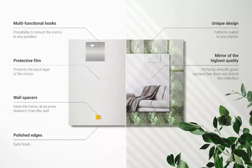 Miroir avec imprimé rectangulaire Feuilles de plantes tropicales