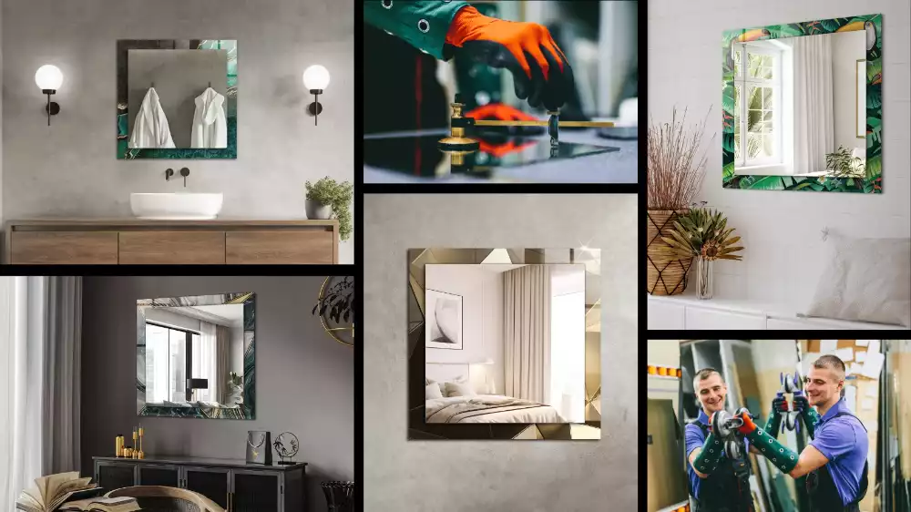 Miroir avec imprimé rectangulaire Feuilles de plantes tropicales