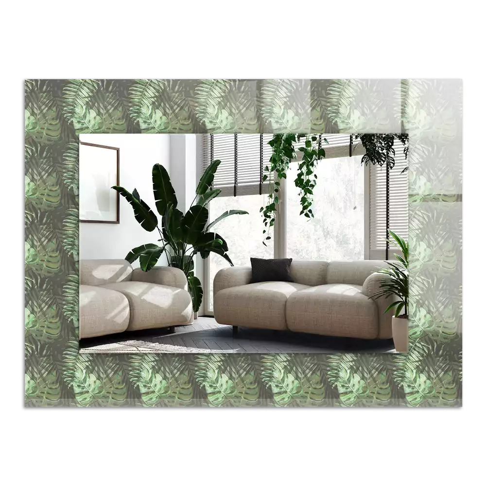 Miroir avec imprimé rectangulaire Feuilles de plantes tropicales