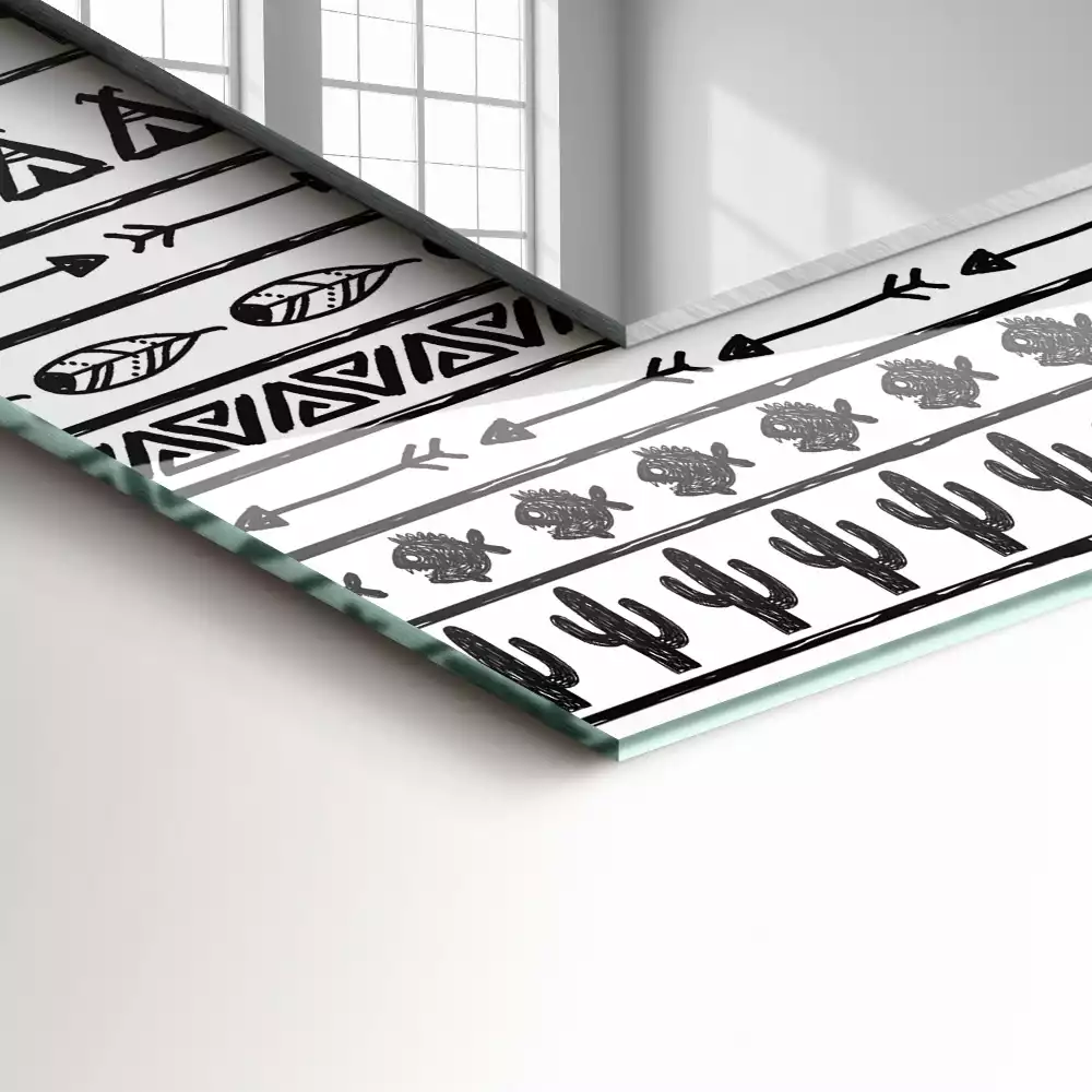 Miroir avec imprimé rectangulaire Cactus flèches tipi