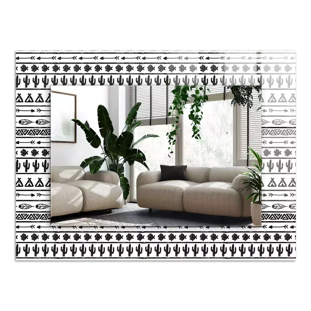 Miroir avec imprimé rectangulaire Cactus flèches tipi