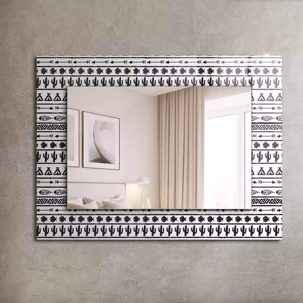 Miroir avec imprimé rectangulaire Cactus flèches tipi