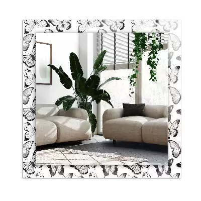 Miroir avec imprimé décoratif rectangulaire Papillons noir et blanc