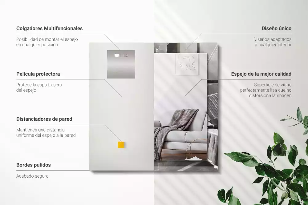 Miroir décoratif rectangulaire Feuilles de bananier