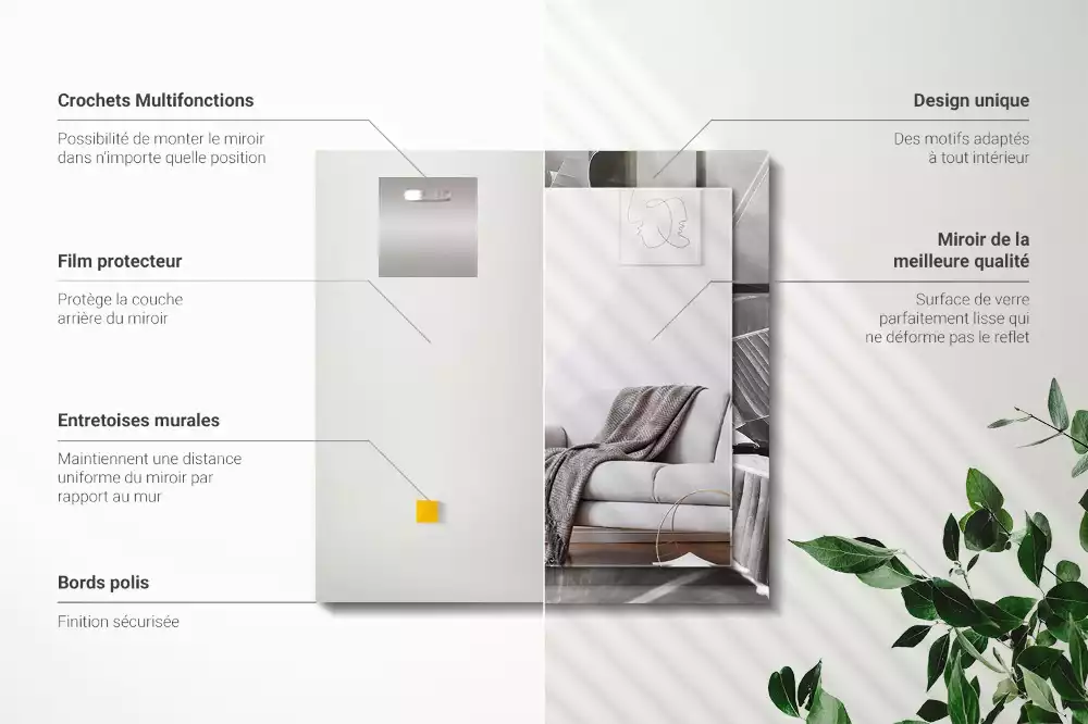 Miroir décoratif rectangulaire Feuilles de bananier