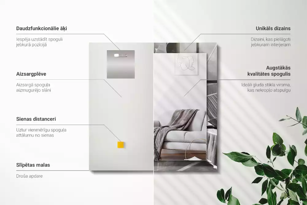 Miroir décoratif rectangulaire Feuilles de bananier