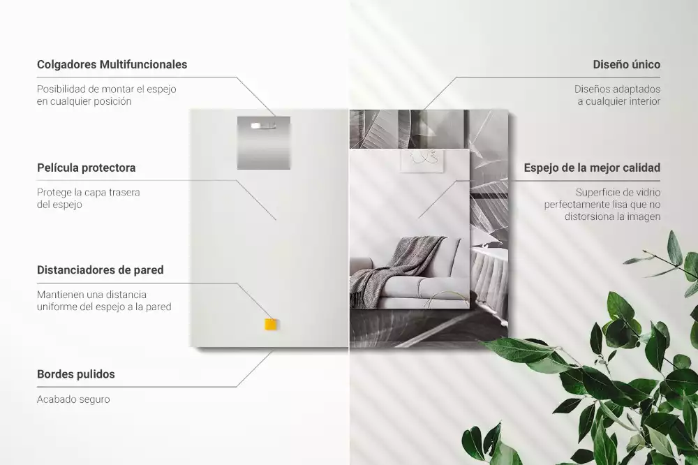 Miroir décoratif rectangulaire Feuilles de bananier