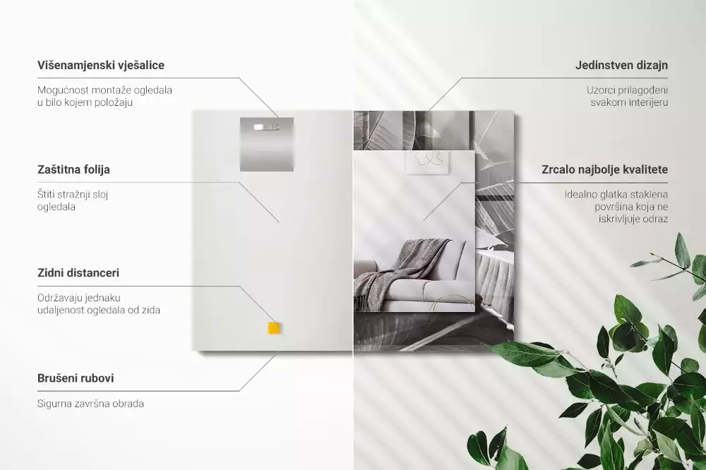 Miroir décoratif rectangulaire Feuilles de bananier