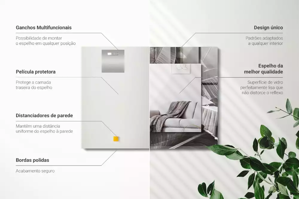 Miroir décoratif rectangulaire Feuilles de bananier