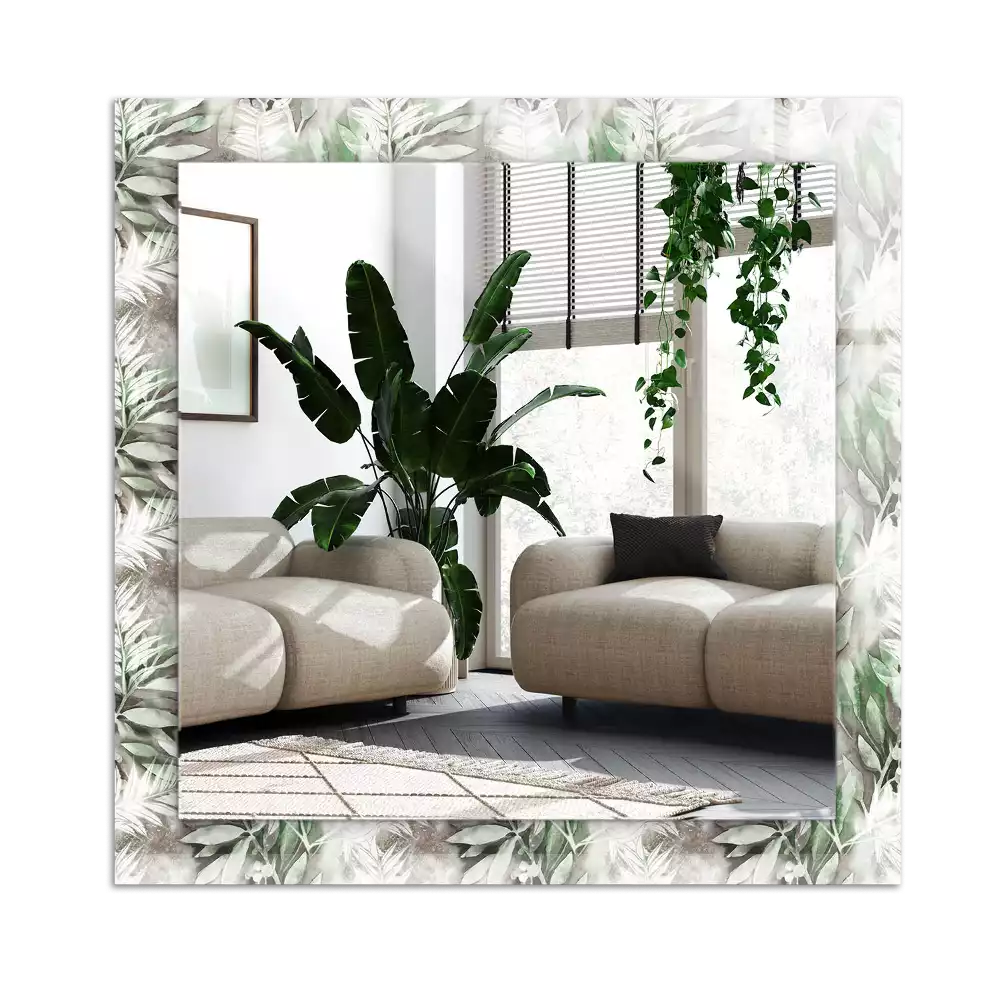 Miroir avec imprimé rectangulaire Feuilles vertes motif