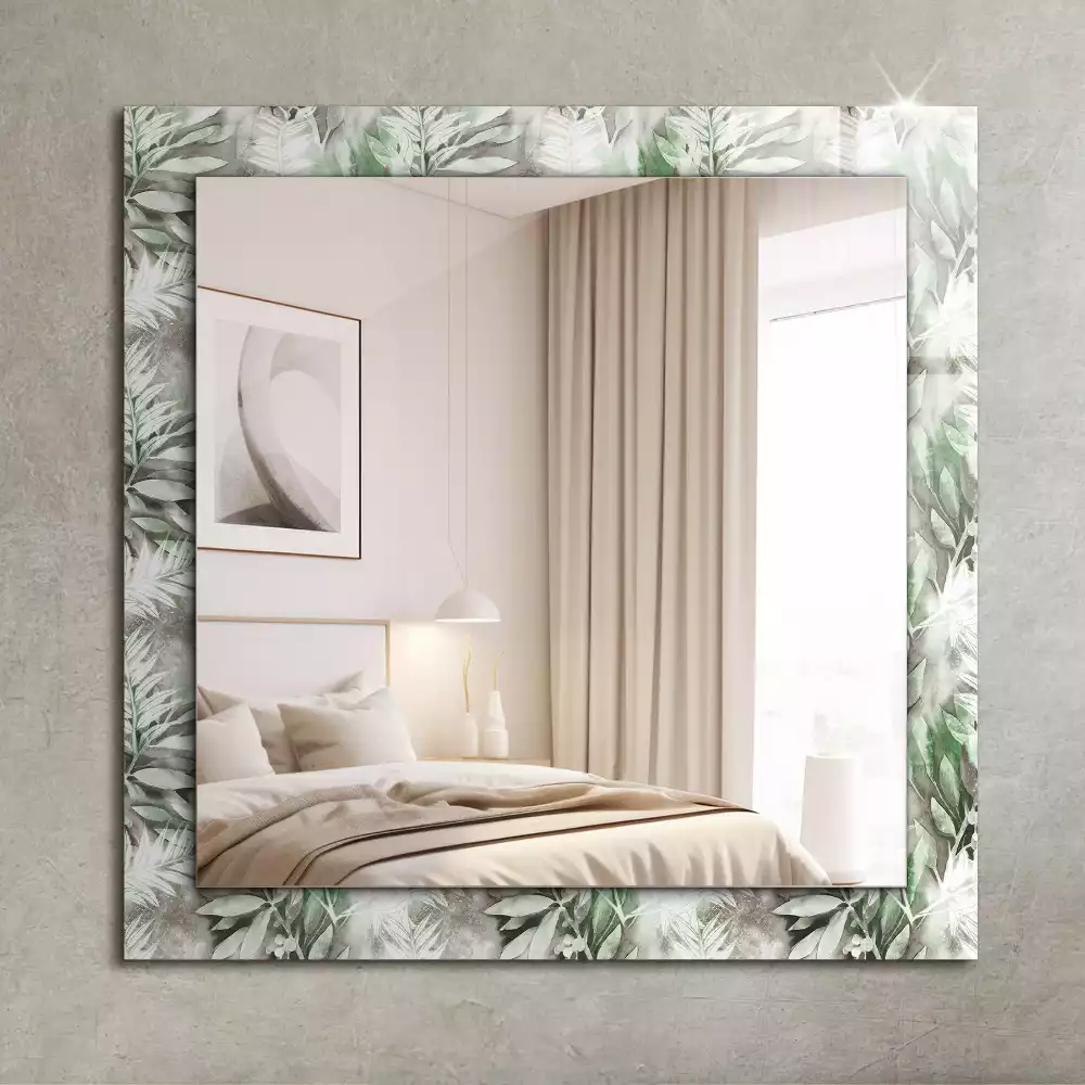 Miroir avec imprimé rectangulaire Feuilles vertes motif