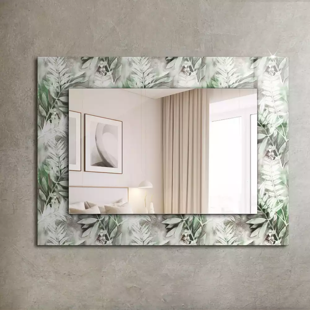 Miroir avec imprimé rectangulaire Feuilles vertes motif
