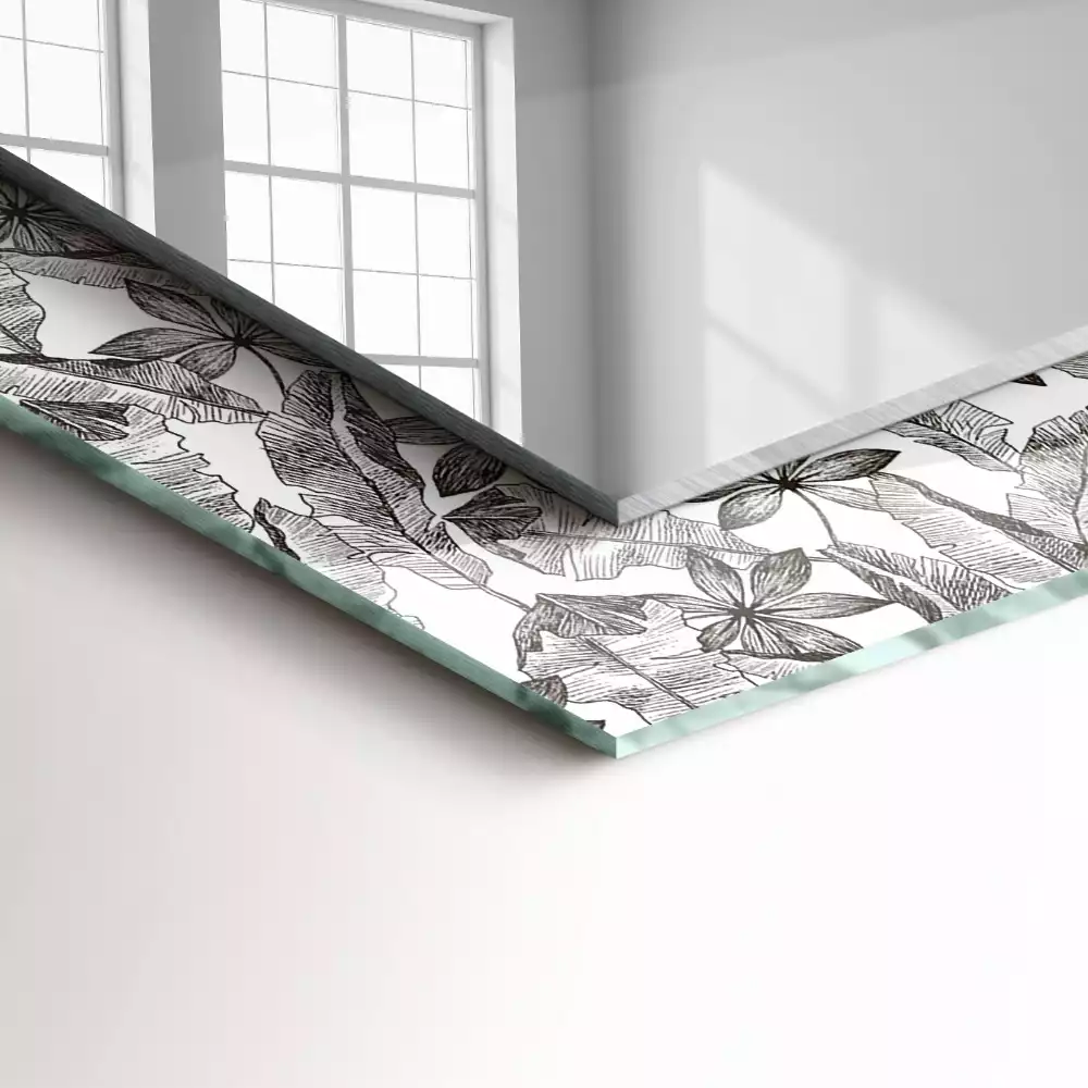 Miroir avec imprimé décoratif rectangulaire Feuilles et fleurs