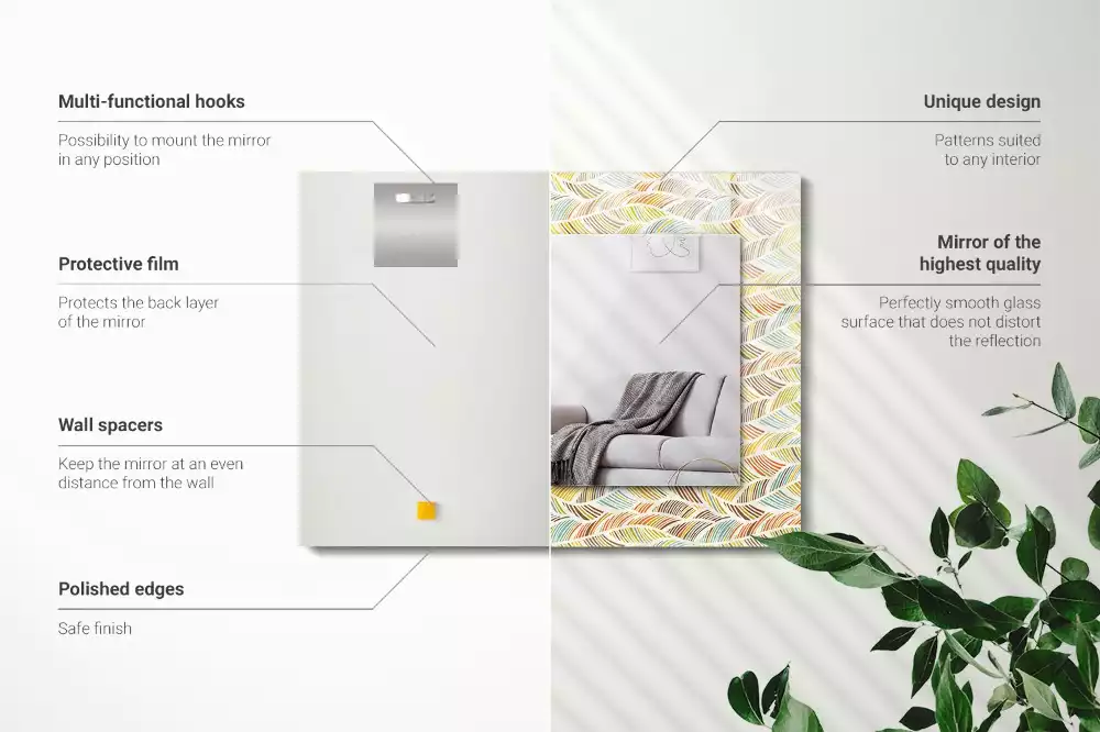 Miroir décoratif rectangulaire Vagues colorées feuilles